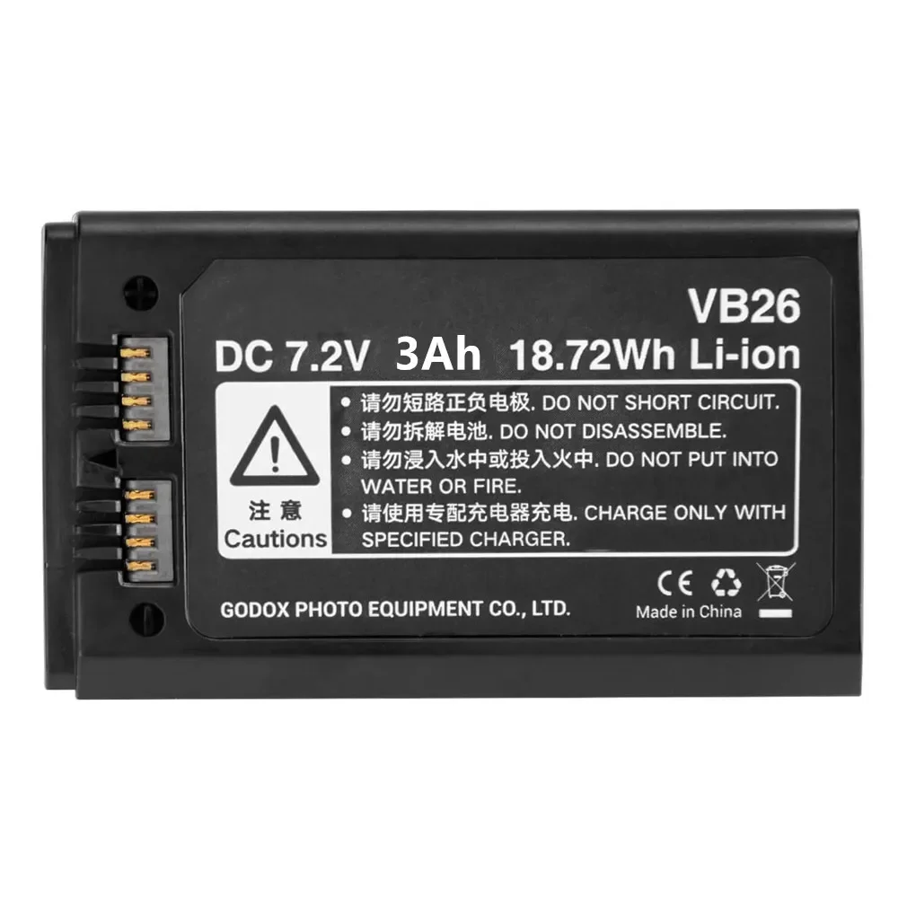 VB26A VB26 Li-Ion Akku 4000mAh Ersatz Batterie Für Godox V1S V1C V1N V1F V1O V1P Runde Kopf Flash