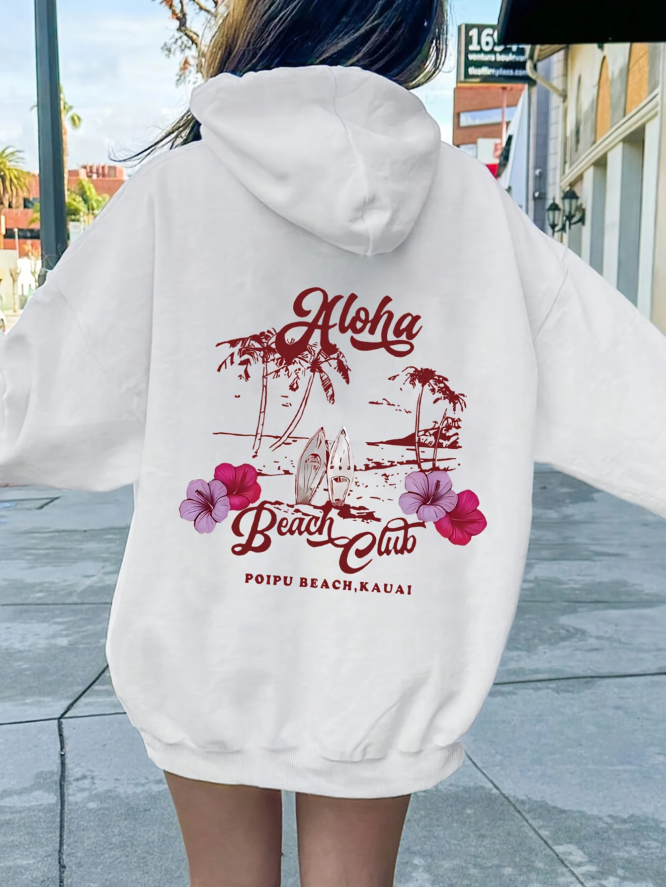 

Tropical Beach Graphic Print Autumn and Winter Cotton Hoodie for Men and Women Casual Outdoor Street Sports Training Brand Trend