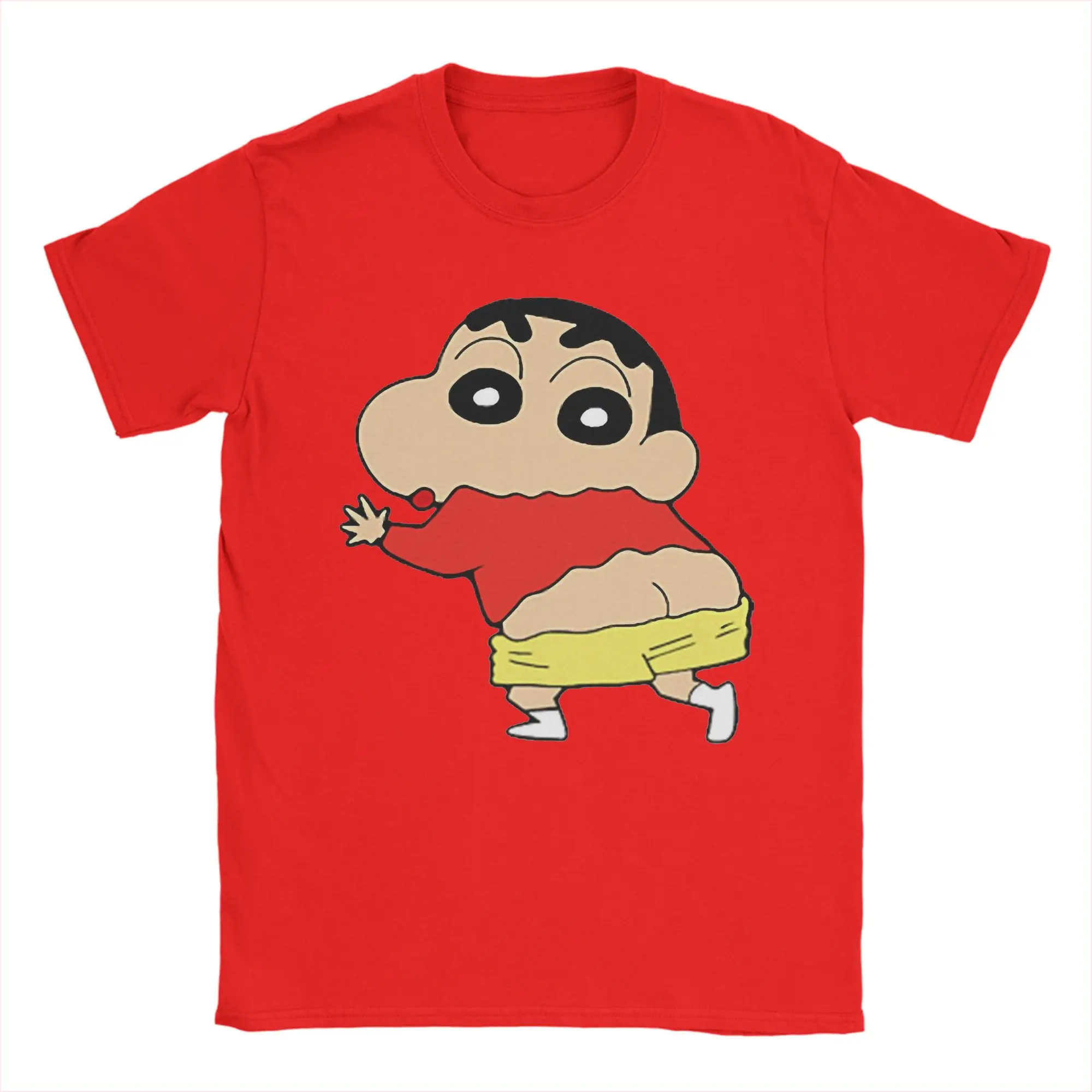 Funny Crayon Shin-chan T-Shirt Men 100%Cotton Short Sleeve Cute Anime Cartoon Round Neck Summer Clothing