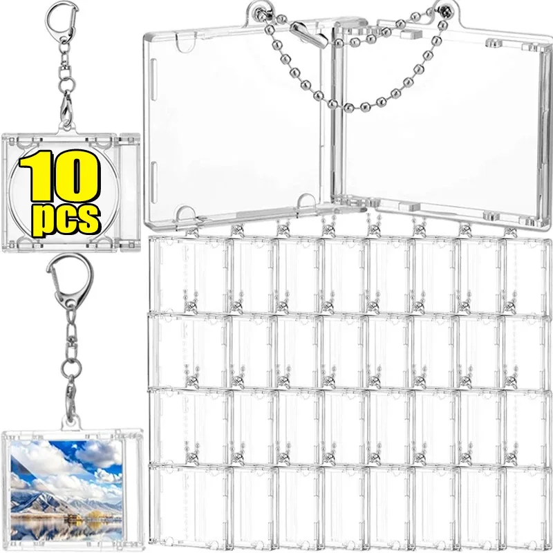 1-10pcs Mini Acrylic CD Stand Keychains Bulk Album Box Player Key Pendants Blank DVD Protective Cover Transparent DIY Pendant