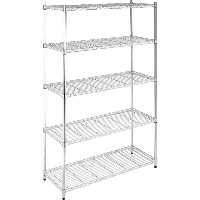 Whitmor 5-Wire Shelving Unit, Metal Storage Shelves, Easy Assembly Home Organizer for Pantry, Kitchen, Garage, Plant