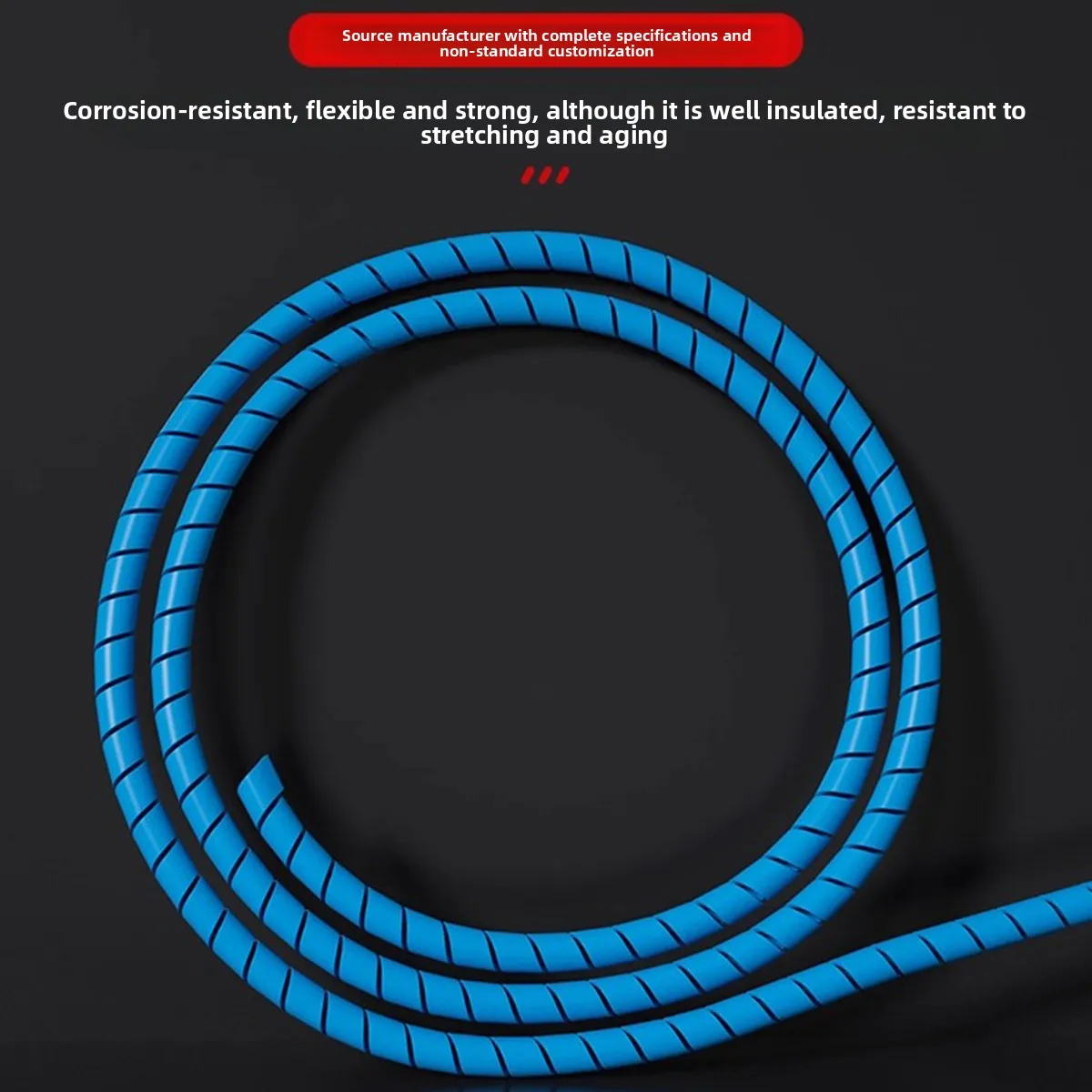 Heat Resistant Blue Teflon Spiral Wrap, PTFE Spiral Tube for Electrical Wire Protection