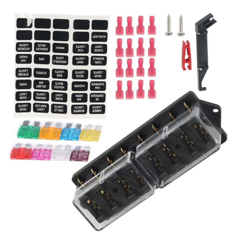 

U13C 4-12 Way Fuses Box for Standard Fuses Holder Block 32V 20A Car Boats