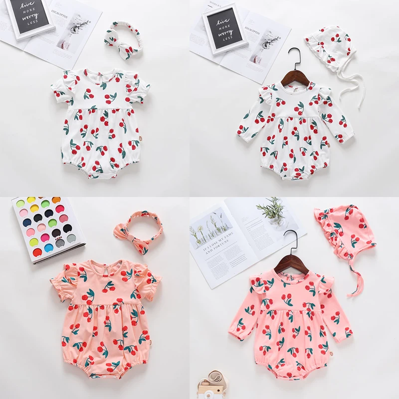 Summer Newborn New baby clothes for girls princess jumpsuit climbing suit outdoor suit full moon baby cotton newborn Baby Onesie