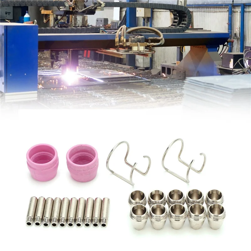 

ABYN-95Pcs Air Plasma Cutting Torch Nozzles Consumables Contact Tips For SG‑55 AG‑60 WSD‑60P Easy Install