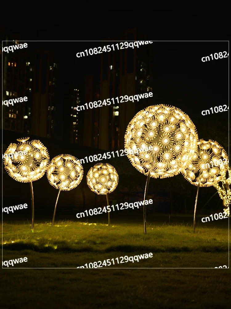 LED Simulation Dandelion Lamp Outdoor Reed Lamp Waterproof Square Park Community Lawn Decoration Fireworks Landscape Lamp