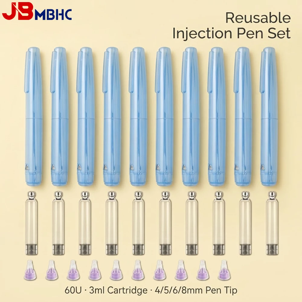10PCS 60U V4 Peptide Injection Pen & 3ml Cartridge & 4/5/6/8mm Pen Tip Kit, Pen Injectors with Empty Cartridges and Needles Set