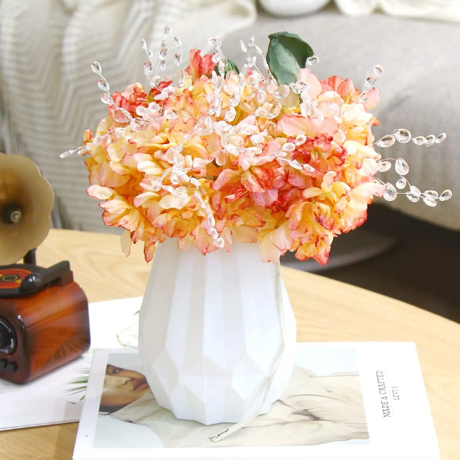 5/10 Stück künstliche Blumen, Acryl-Wassertropfen, handgefertigt, Weihnachtsdekoration für Zuhause, Hochzeits-Brautstrauß, Haarnadel, DIY-Geschenkbox – Detail 8