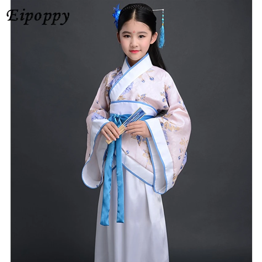 Oude Chinese Kostuum Kids Child Seven Fee Hanfu Jurk Kleding Folk Dance Performance Chinese Traditionele Jurk Voor Meisjes