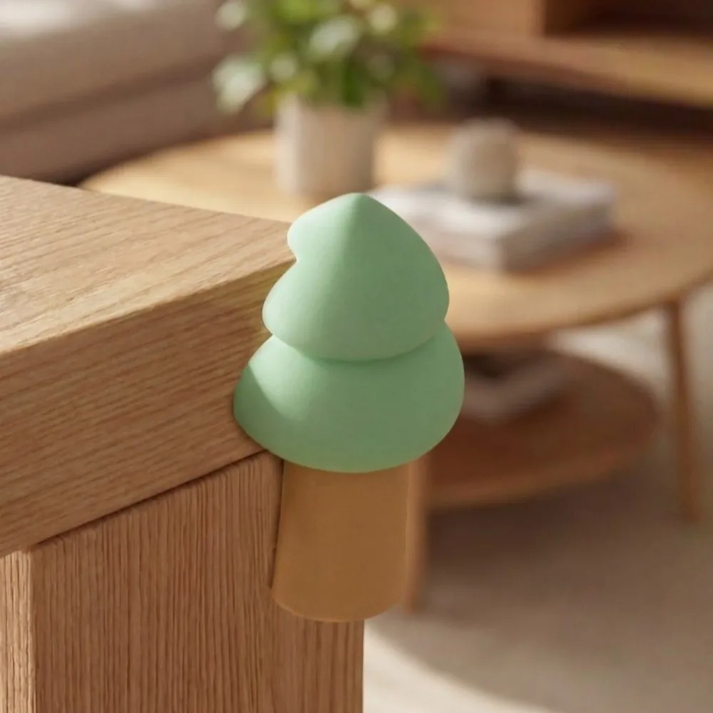 4pcs Set Soft Rubber Desk Corner Guards Cartoon Tree Shape Self-adhesive Bumps Guards Toddler Proofing Furniture Protectors