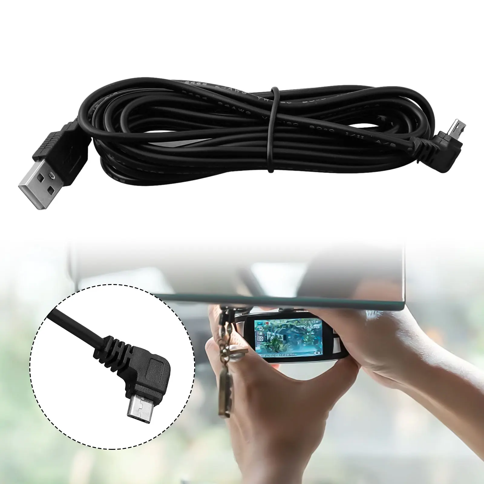 For Car DVR GPS Tablet Mobile USB Charging Cable 3.5m Length 11.48ft Supports Standard 5V Input and Output Requirements
