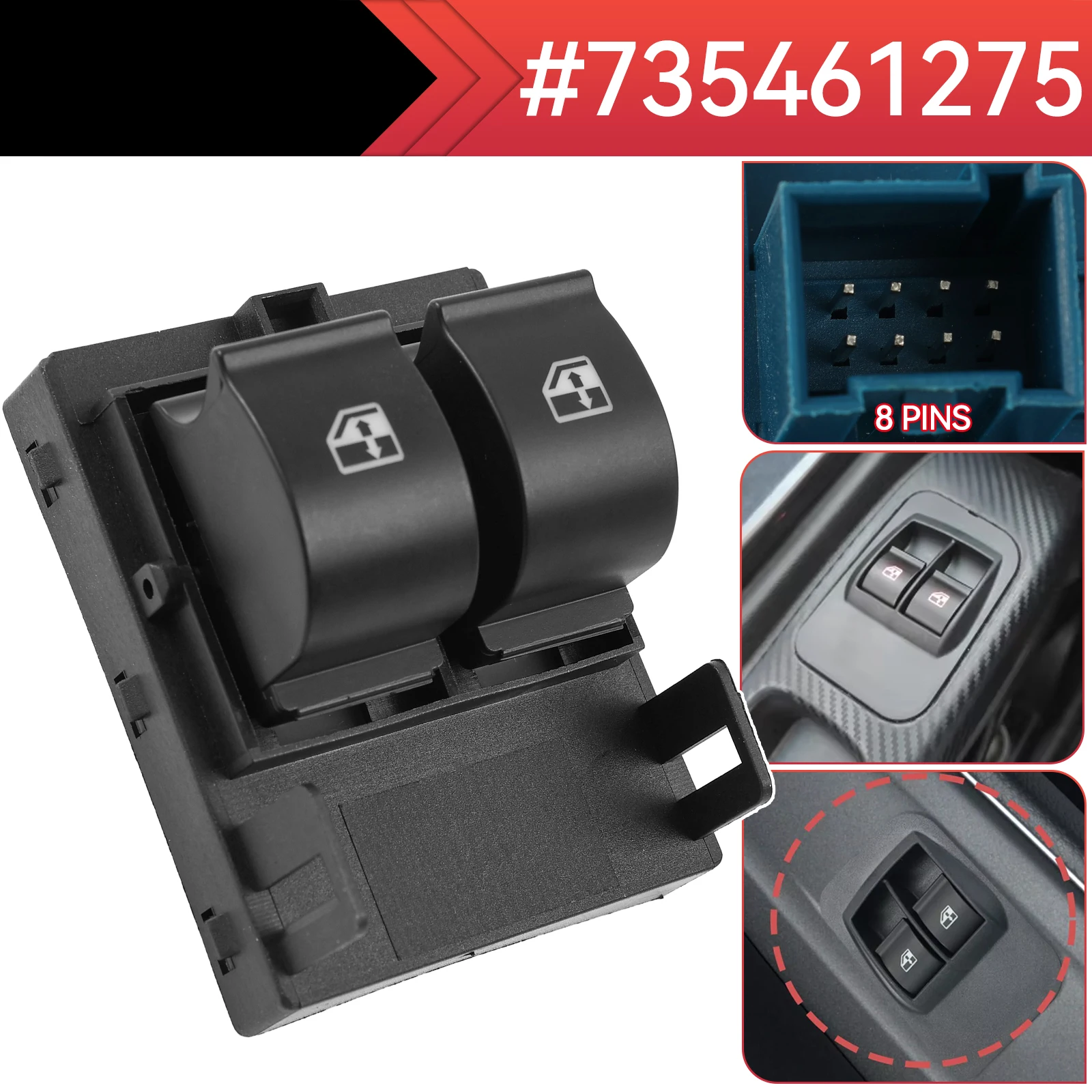 Car Power Window Control Switch Button 735461275 For Peugeot Bipper Tepee Citroen Nemo Fiat Fiorino FT91954 662424 WS228 6490.G8