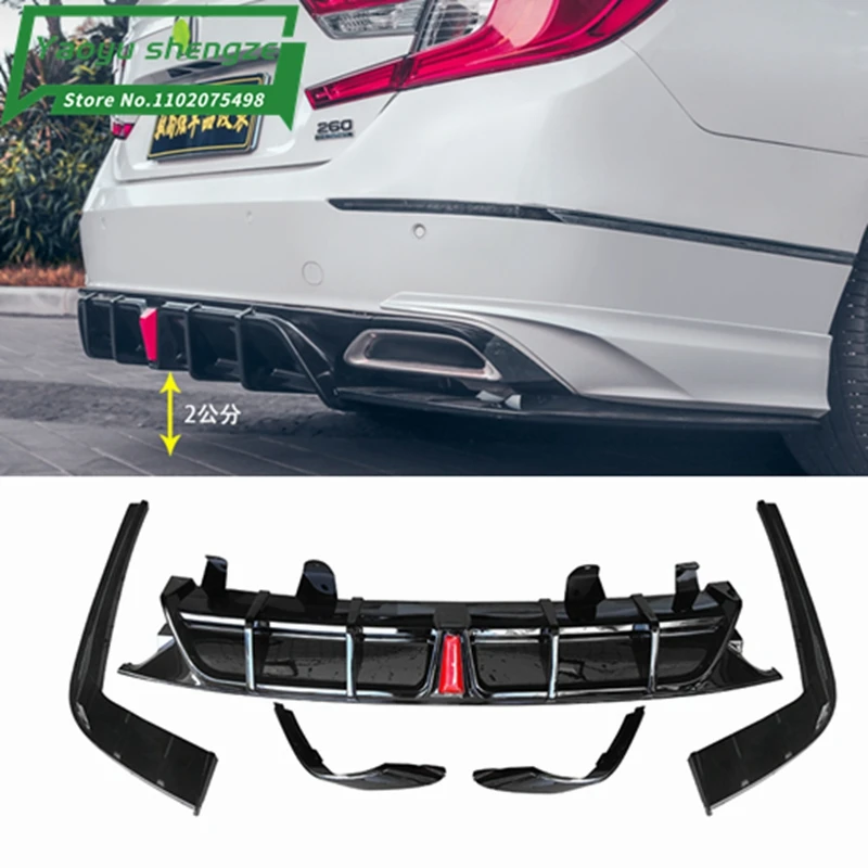 Dyfuzor tylnego zderzaka wargi dla Honda Accord 2021 YOFER biały zestaw do nadwozia samochodu boczna osłona Canard Splitter Spoiler wykończenia + lampa LED