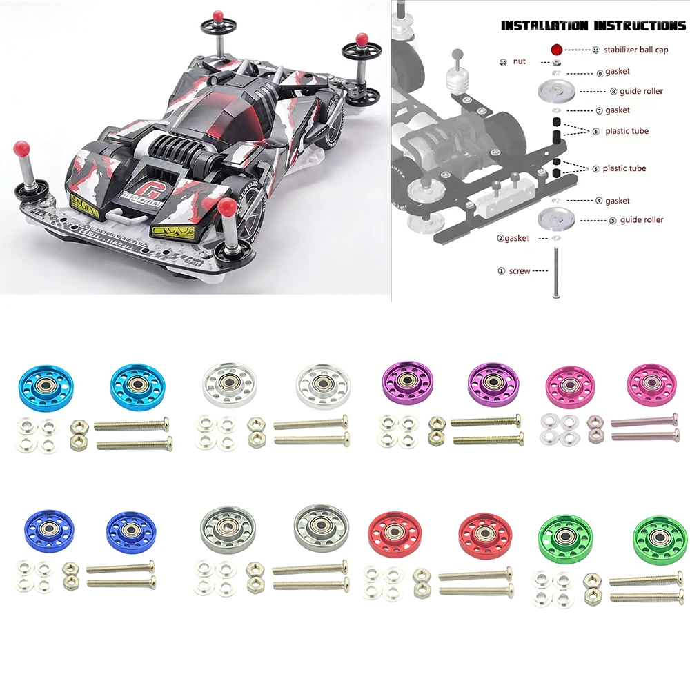 For Tamiya Mini 4WD 13mm Bearing Roller Hollow 10-Hole Lightweight Upgrade Parts for 95301 95382 95499 Chassis RC Car Accessorie