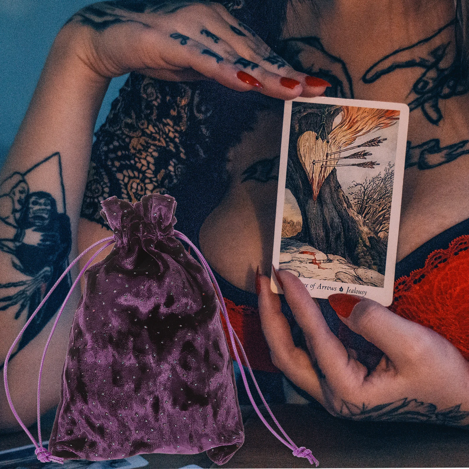 

1pcs Drawstring Tarot Card Bag Compact Storage Pouch For Jewelry Cards Organizer Gift Pouch Travel Accessories Party Supplies