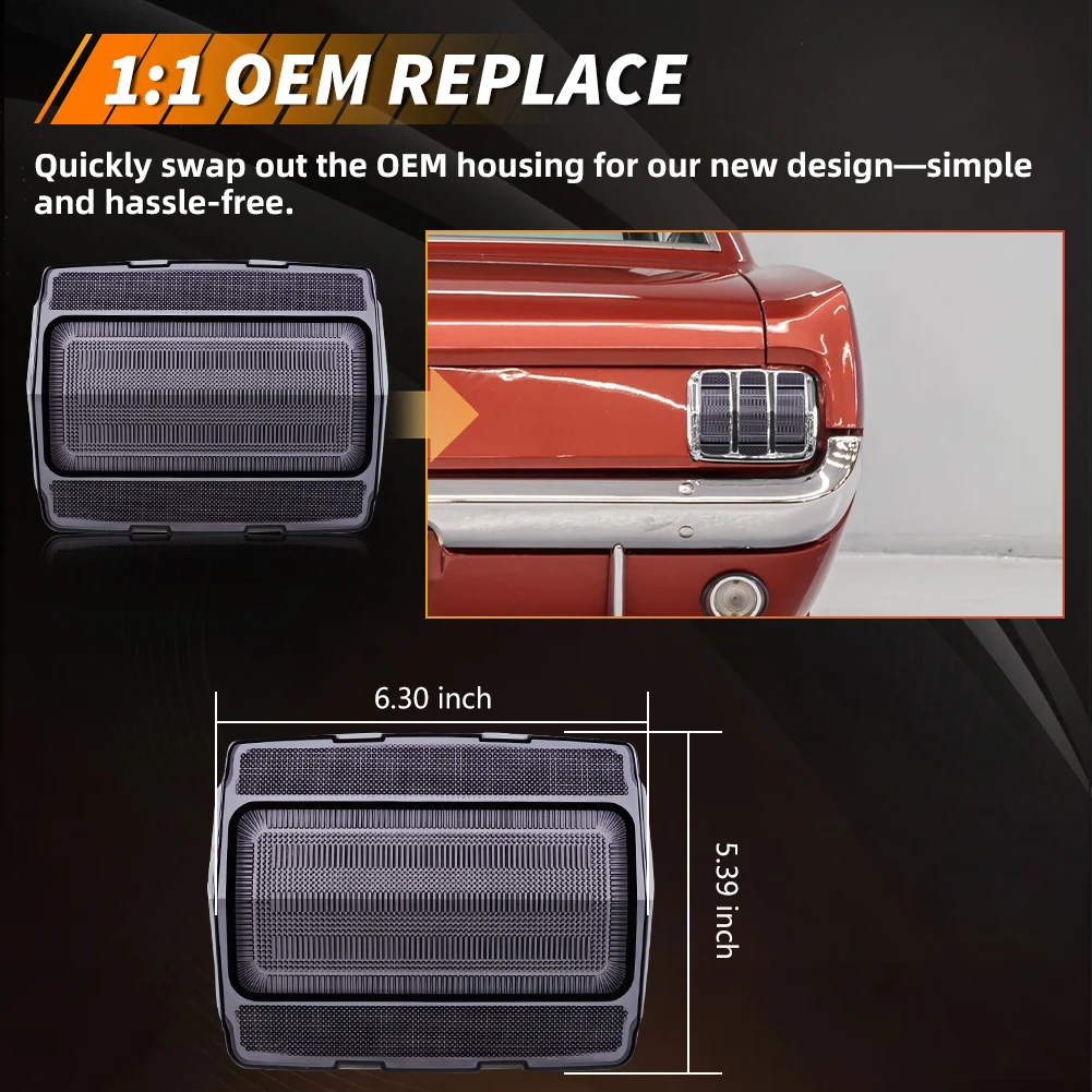 2Pcs For 1964 1965 1966 Ford Mustang Rear Bumper Backup Light Reverse Light Brake Light Tail Light Reflector Light Cover No Bulb - view 3