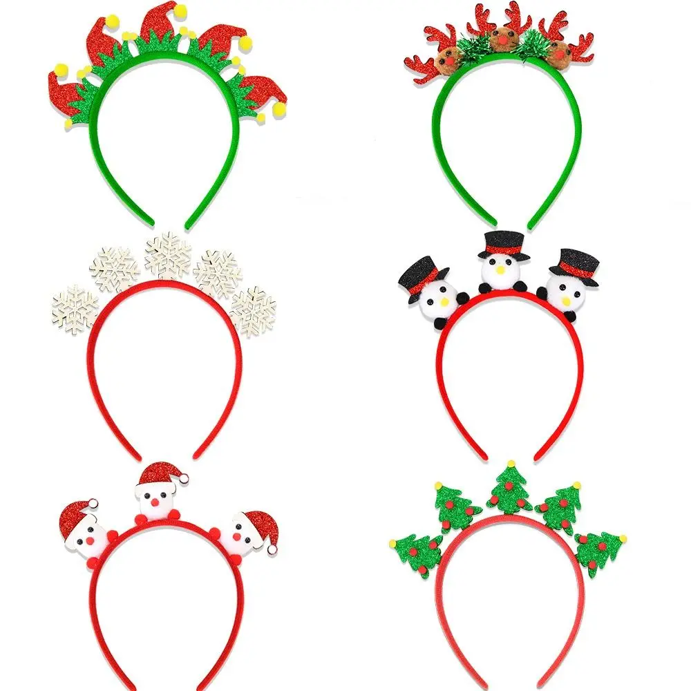 Cute Christmas Headbands Wear-resistant Reindeer Snowflake Elk Headdress Non-slip Exquisite Christmas Hair Hoop Party Favors