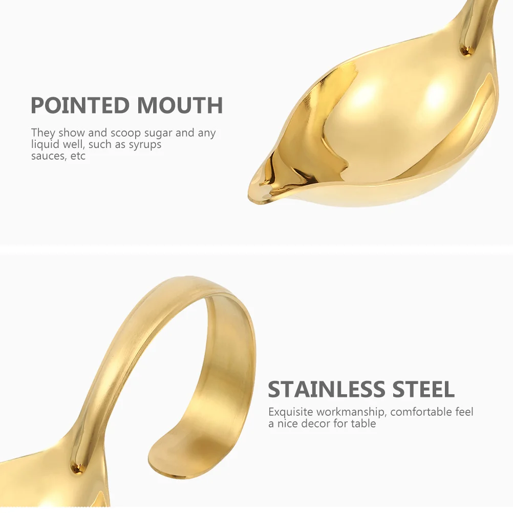 

2Pcs Stainless Steel Sauce Spoons Curved Handle Seasoning Spoons for Household Kitchen Buffet Catering Comfortable