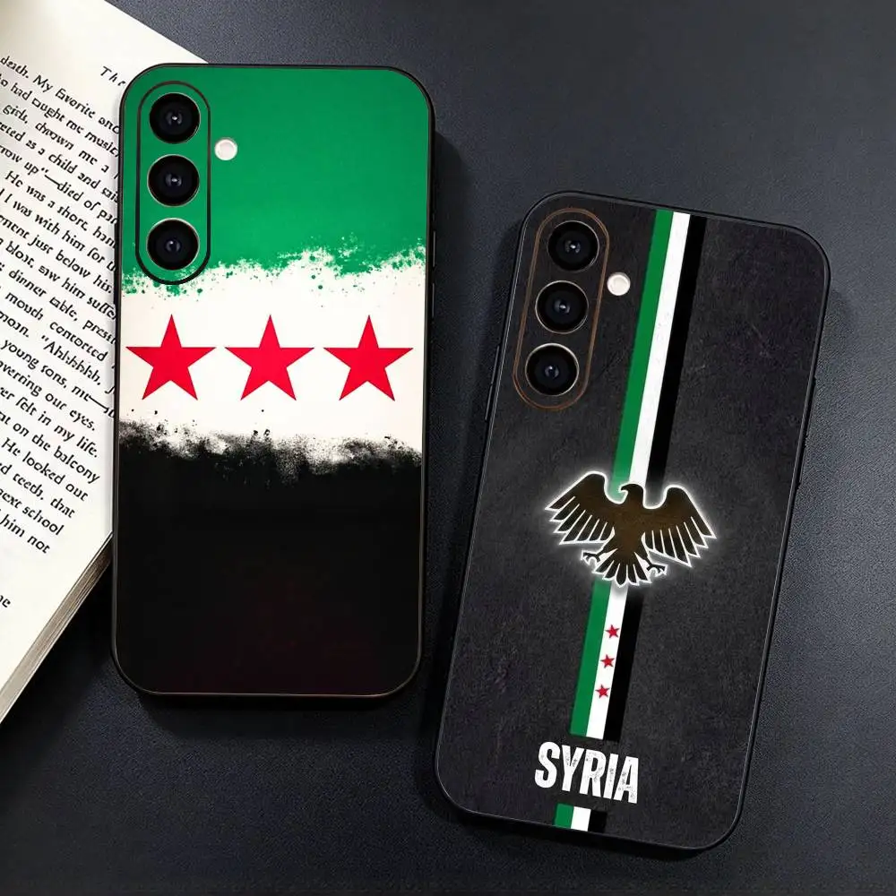S-Syrian National E-Emblem F-Flag-ES Phone Case Black Silicone Soft For Samsung Galaxy A73,A72,A71,A70,A53,A52,A51