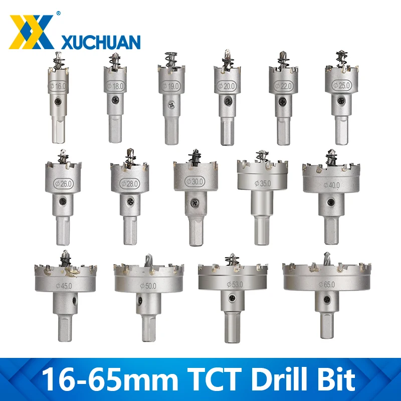 

XUCHUAN 16-65mm Hole Saw Cutter Carbide Tip TCT Drill Bit Hole Saw For Stainless Steel Plate Iron Metal Alloy Drilling Tools