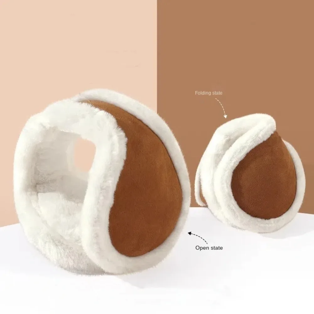 Confortável engrossar pelúcia inverno earmuffs cor sólida proteção contra frio velo orelha muffs anticongelante protetor de orelha de pelúcia masculino