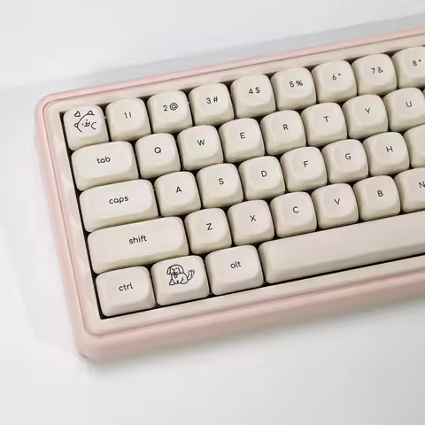 KBDiy KOA Profile PBT Minimalist White Milk Dog Keycaps Cute Mechanical Keyboard 137 Keys Keys Custom for Aula F87 F108 F99