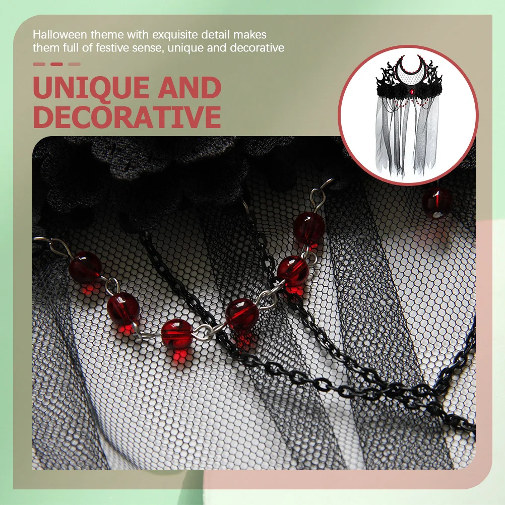 

Тиара, головной убор, головной убор на Хэллоуин, корона вампира, вуаль, черные головные уборы для женщин, лента.