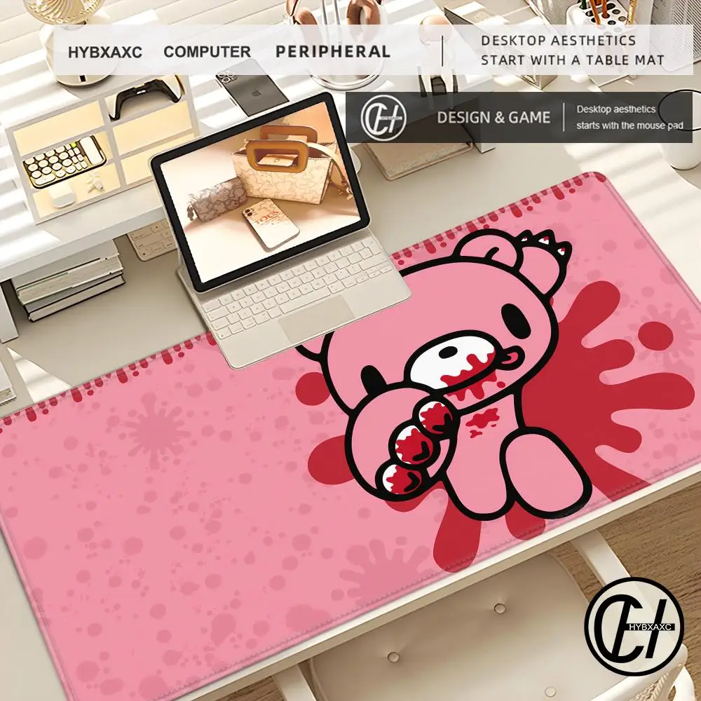 Cartoon G-Gloomy B-Bear-S Mauspad, rutschfeste Gummi-Gamer-Balance-Computermatte, Dekoration, Schreibtischunterlage, Laptop, Büro, groß, HYBXAXC