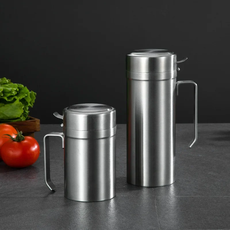 Oil Dispenser Stainless Steel  Oil Bottle Pot Leakproof Sauce Vinegar Bottle Gravy Boat Oil Pourer Bottle for Cooking Honey Pot