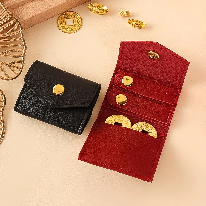Button-style Jewelry Storage Bag Compact Enough for Storing Earrings Rings When Going on A Trip Made of Ultra-fine Leather