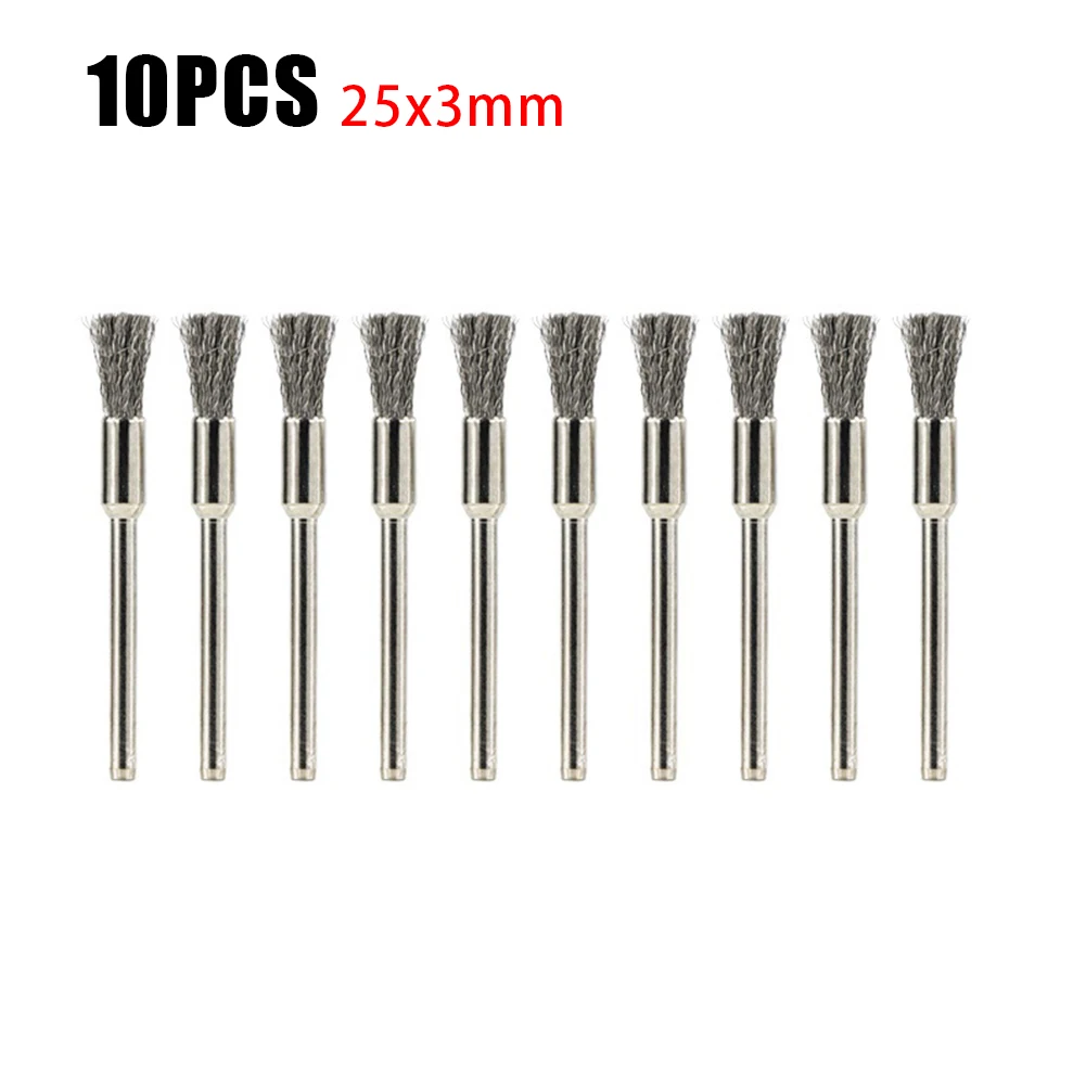 10pcs Steel Wire Wheel Brush 3mm Shank Wire Brushes Polishing Wheel Brush For Dremel- Rotary Tool Accessories
