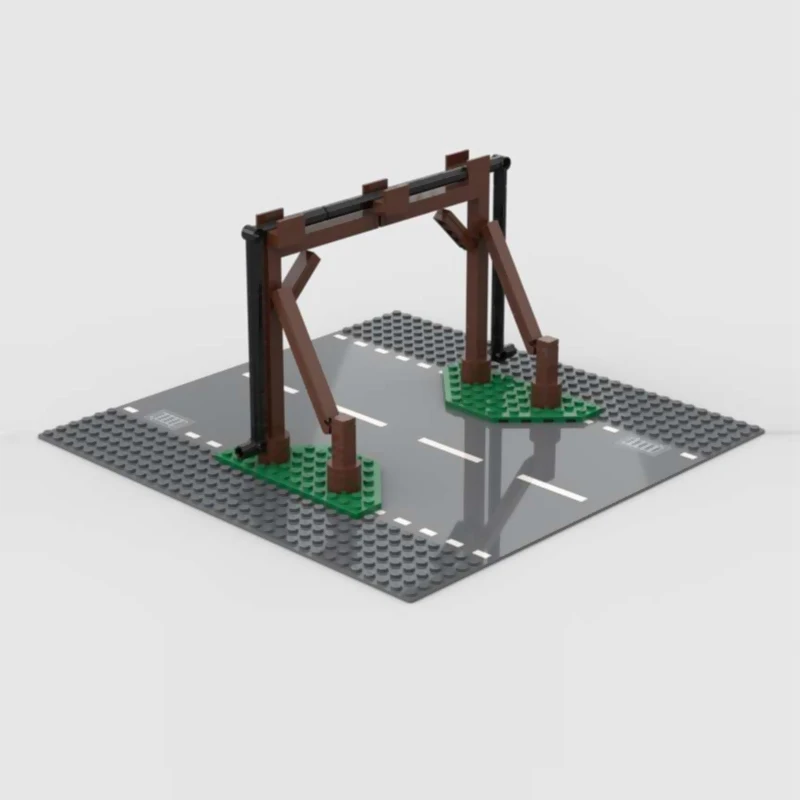 City Street View Model MOC Building Bricks Town Cable Bridge Modular Technology Gifts Holiday Assemble Children Toys Suit