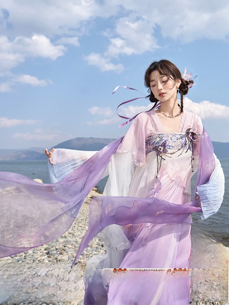 

Thirteen Surplus Little Lotus Seed Illusion Night Button-Up irt Embroidered Strapl Dr adient Print Modifi...