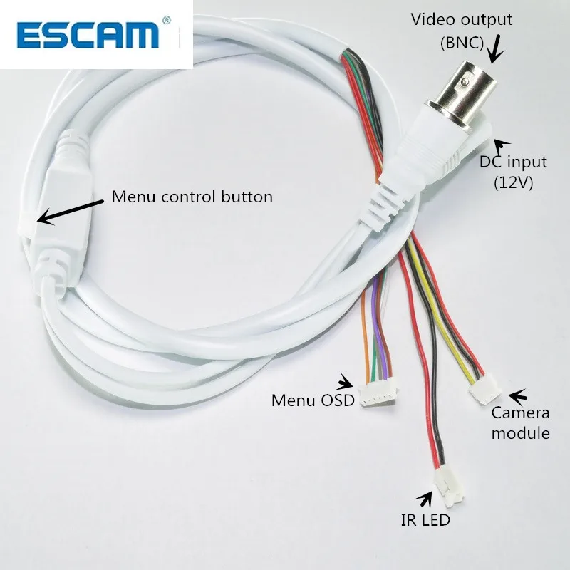 Kamera CCTV 11-żyłowy kabel wideo Wejście DC + wyjście BNC + przycisk menu OSD Do kamery CCTV (6pin 1,25mm + 3pin 1,5mm + 2pin 2,0mm)