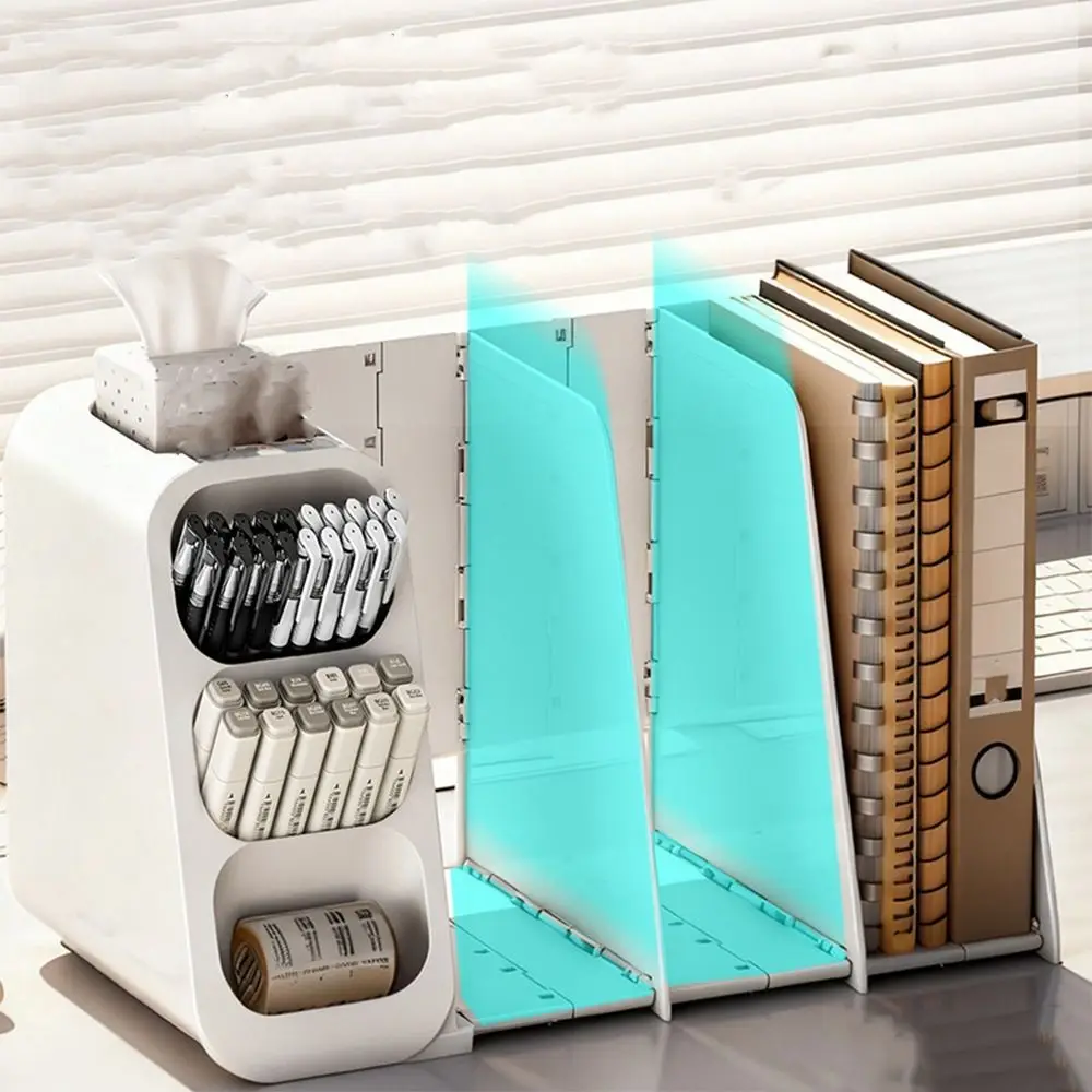 Foldable Student Book Shelf Multi Compartments Multifunctional Desktop Storage Box Large Capacity with Handle Book Stand