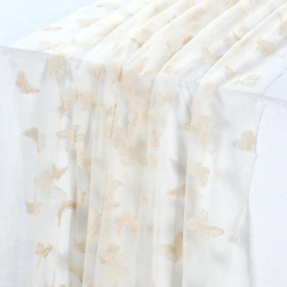 Romantic Butterfly Mesh Table Runner Semi-Transparent Multi-color Gauze Tablecloth Decorative Long Table Runner Table Decor