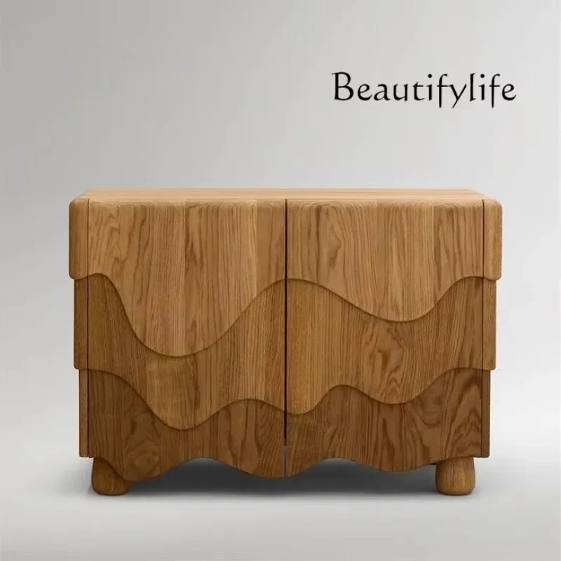 

Medieval solid wood bedside table, living room home creative art locker, bedroom storage cabinet