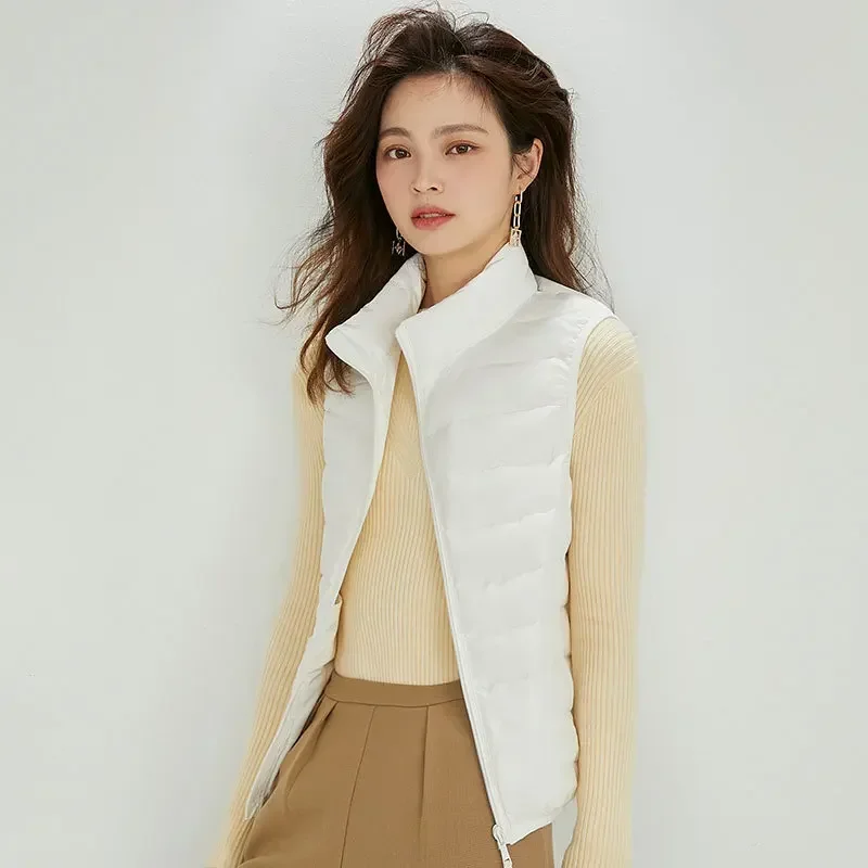 Leggero ripiegabile 90% piumino d'anatra bianco da donna giacca senza maniche imbottita 2025 nuova donna primaverile leggera ultra