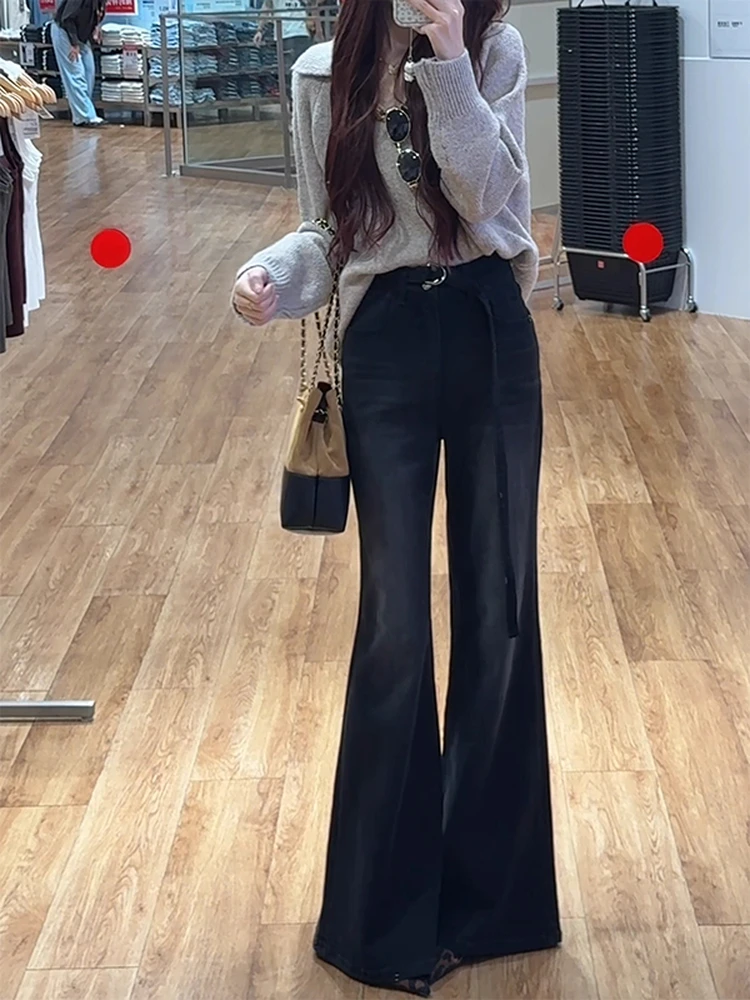 

Джинсы женские прямые с высокой талией, свободного кроя, осенне-зимние, повседневные, с эффектом стройности, с драпировкой, повседневные, с деталями на молнии