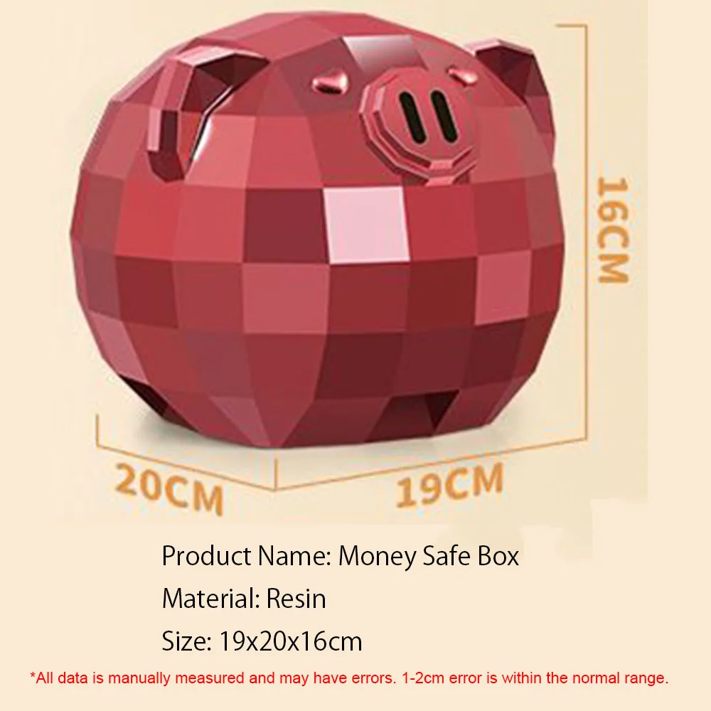 Safe Box Large Capacity Geometric Pig Hidden Safe Money Cash Storage Tank Adult Children Piggy Bank Household Saving Bank Box