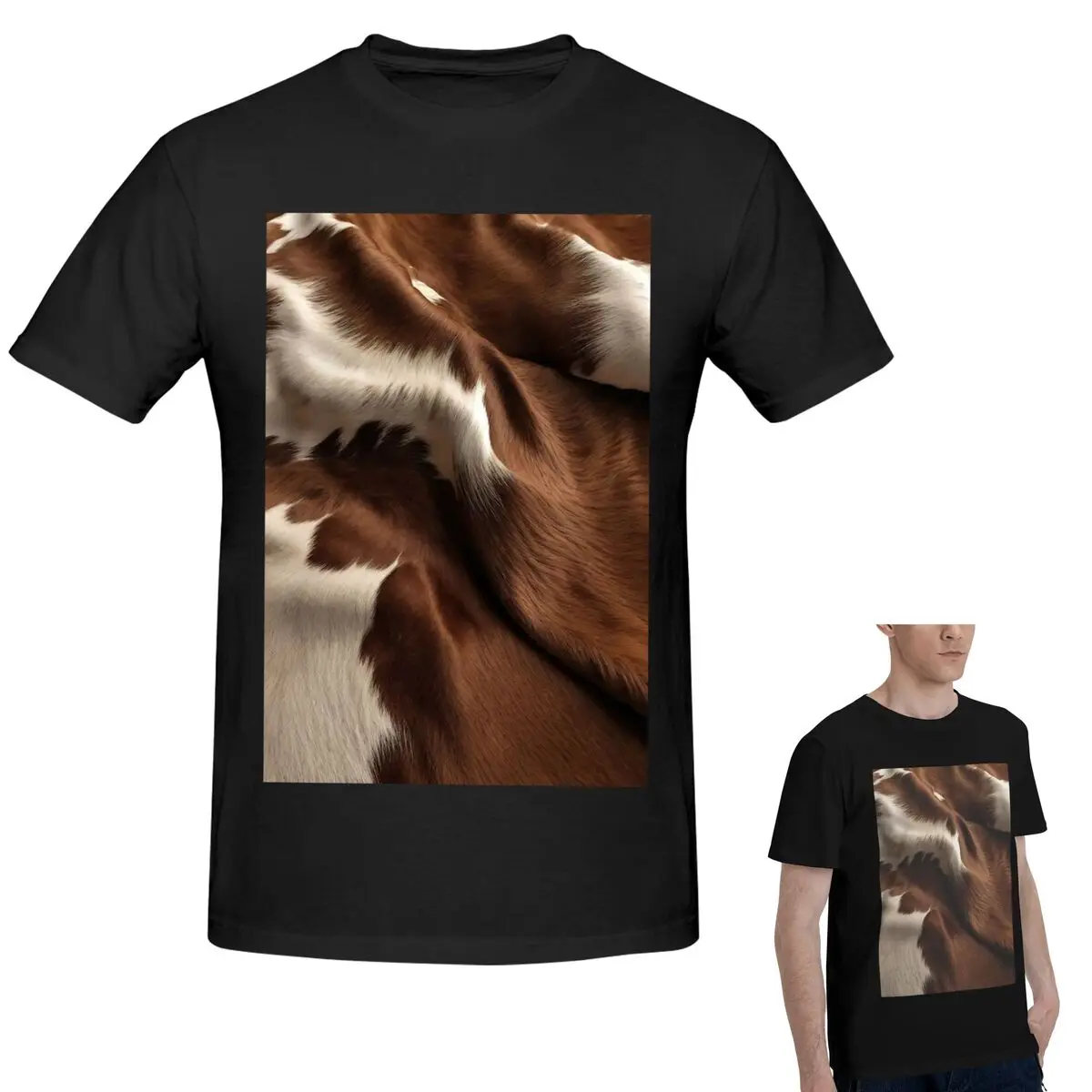 

100% хлопок, стильная футболка из коровьей кожи с текстурой коровьей кожи, мужская классическая футболка большого размера, мужские рубашки с круглым вырезом, топы