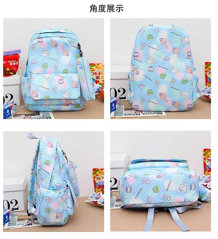 Cartoon print 3pcsset School Bag Backpacks Schoolbag Fashion Kids Lovely Backpack for Children Girls Bags Student Mochila Sac