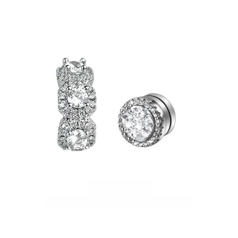 Hip-hop Square Diamond Sparkling Earring Without Ear Holes Cool Full Fashionable Individual and Trendy Ear Clips
