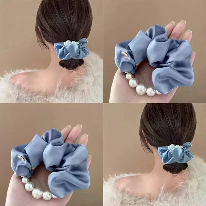 Elegante Perlen Großes Scrunchie Haarband Für Frauen Süße Haarschmuck Gummibänder Pferdeschwanzhalter Haargummi Haarschmuck