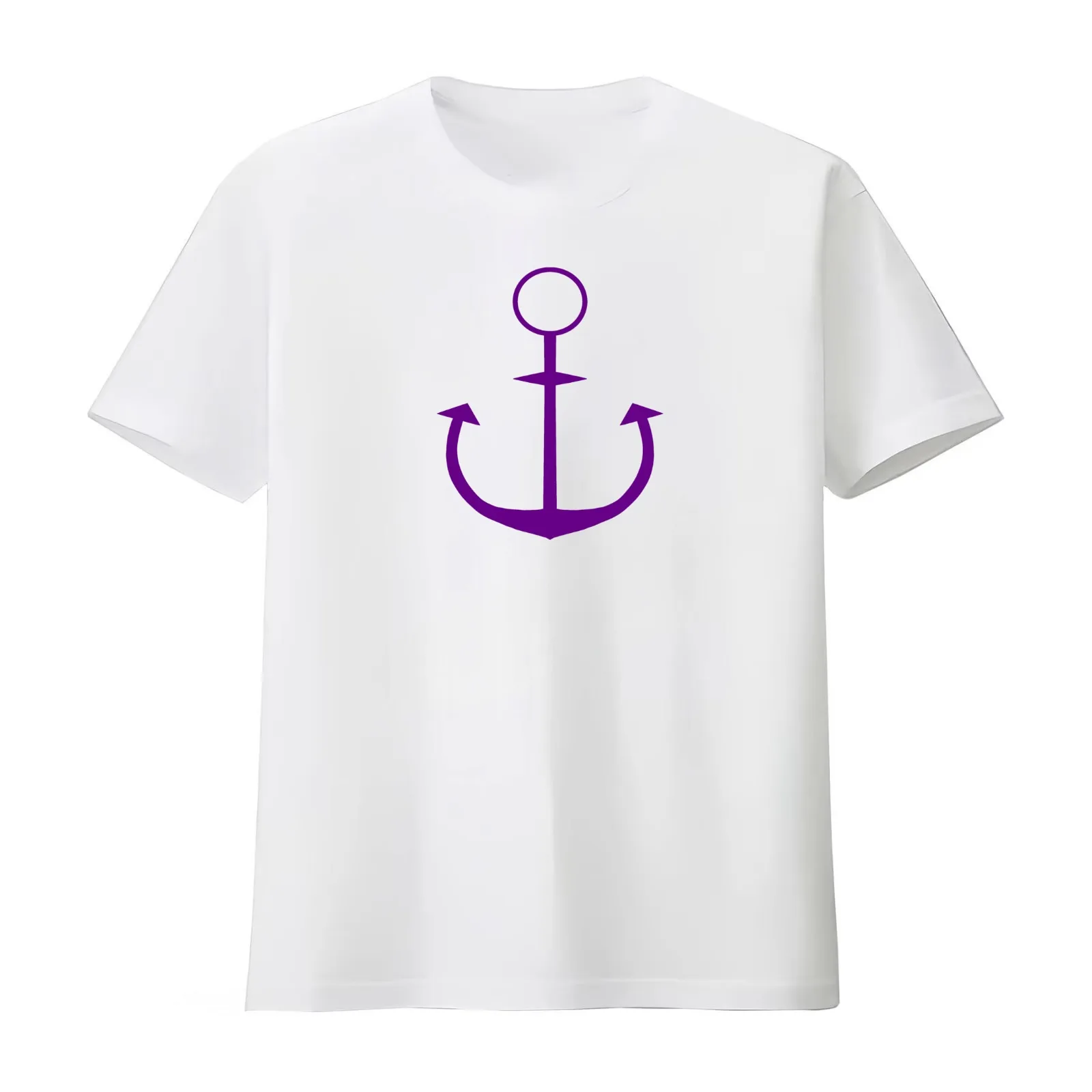 Anchor ver. purple T-Shirt Summer Casual Cotton Tee Oversized Streetwear Tops Vintage Graphic Print Loose Fit Short Sleeve
