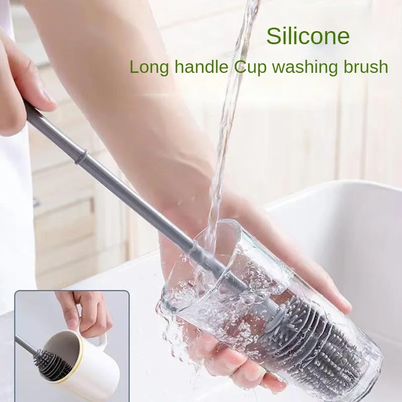 Long Handle Silicone Cup Brush, Drink Wineglass Bottle, Glass Cleaner, Multifunctional Cleaning Tool, Kitchen Gadgets