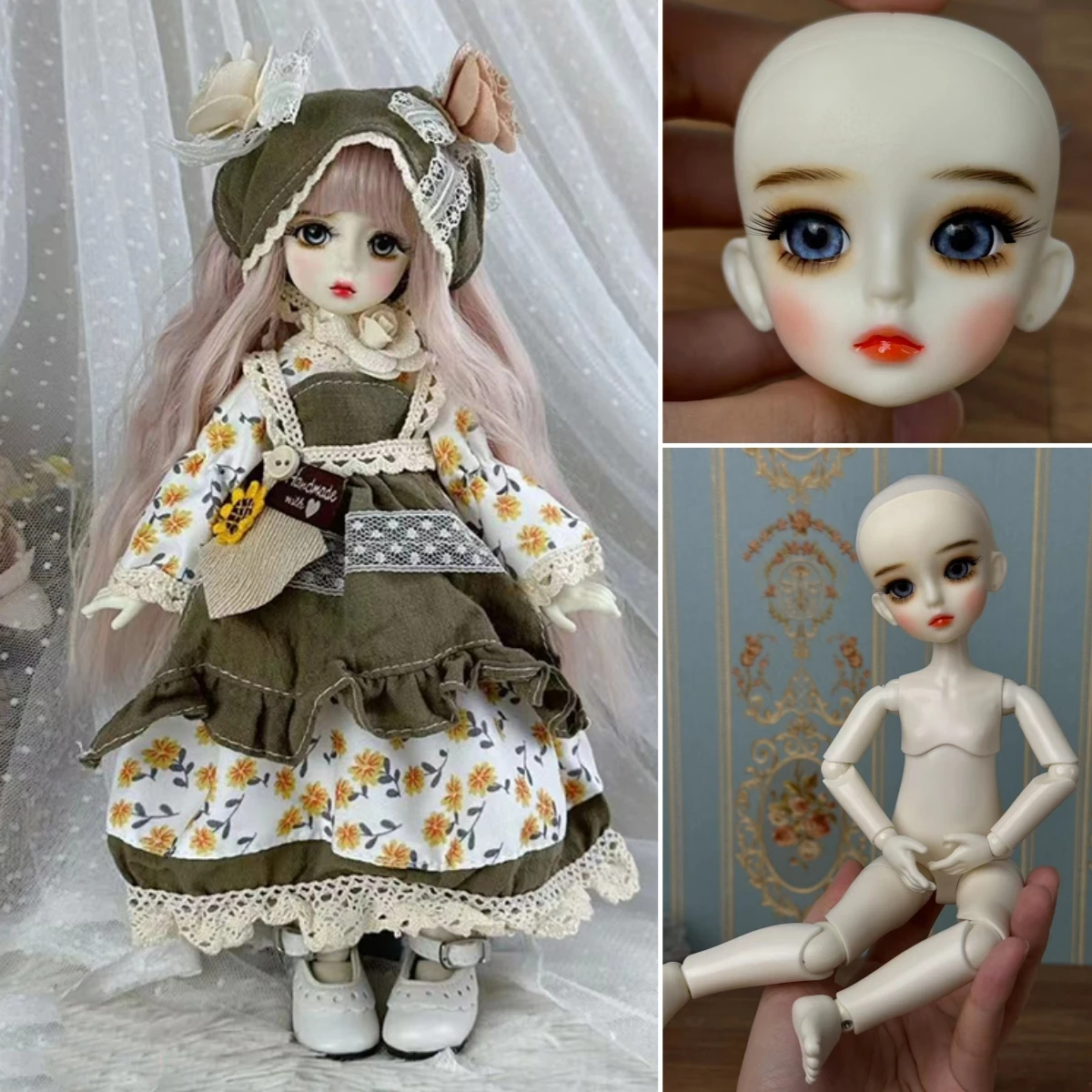 

DIY 1/6 BJD Doll Full Set 28cm Handmade Makeup Doll with 3 Pair Eyes Kids Girls Dolls Toy Gift ( Open Head)