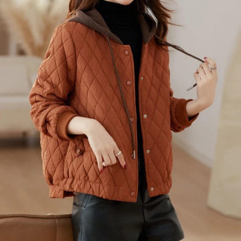 Small padded jacket women's 2025 winter new loose large size casual hooded padded jacket women