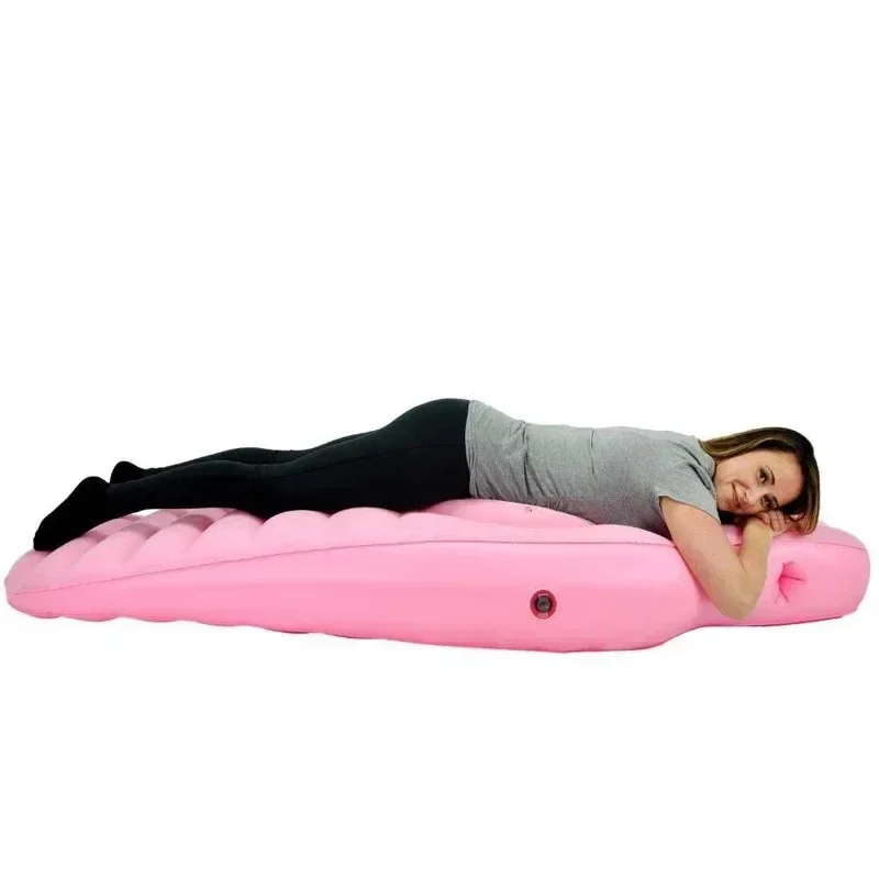 Maternity Inflatable Air Mattress Flocking Surface Multi Hole Structure Portable Cushion For Yoga Prone Lying And Daily Rest Use