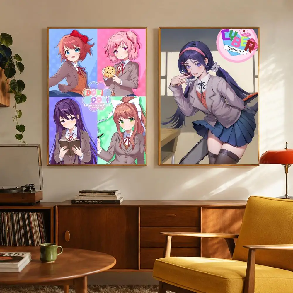 Game Horror D-DokiDoki Literature Club Poster Digital Solvent Print Waterproof PP Fade-Resistant Wall Art Room Decor Gift